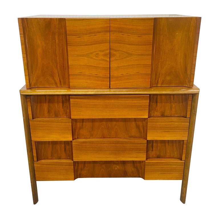 MidCentury Edmund Spence Walnut High Chest For Sale at 1stDibs