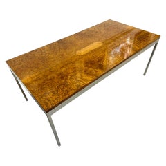 Vintage Milo Baughman Style Burled Wood Dining Table
