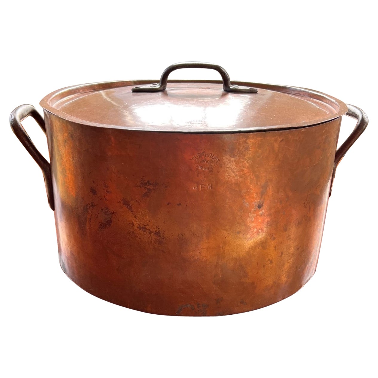 Enormous Hand Crafted Antique Copper Stock Pot with Lid, Duparquet, New York