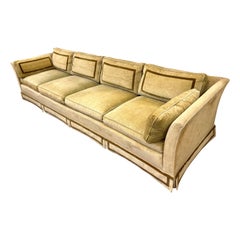 Sofa vintage à neuf pieds en velours signé Erwin Lambeth, milieu du siècle dernier