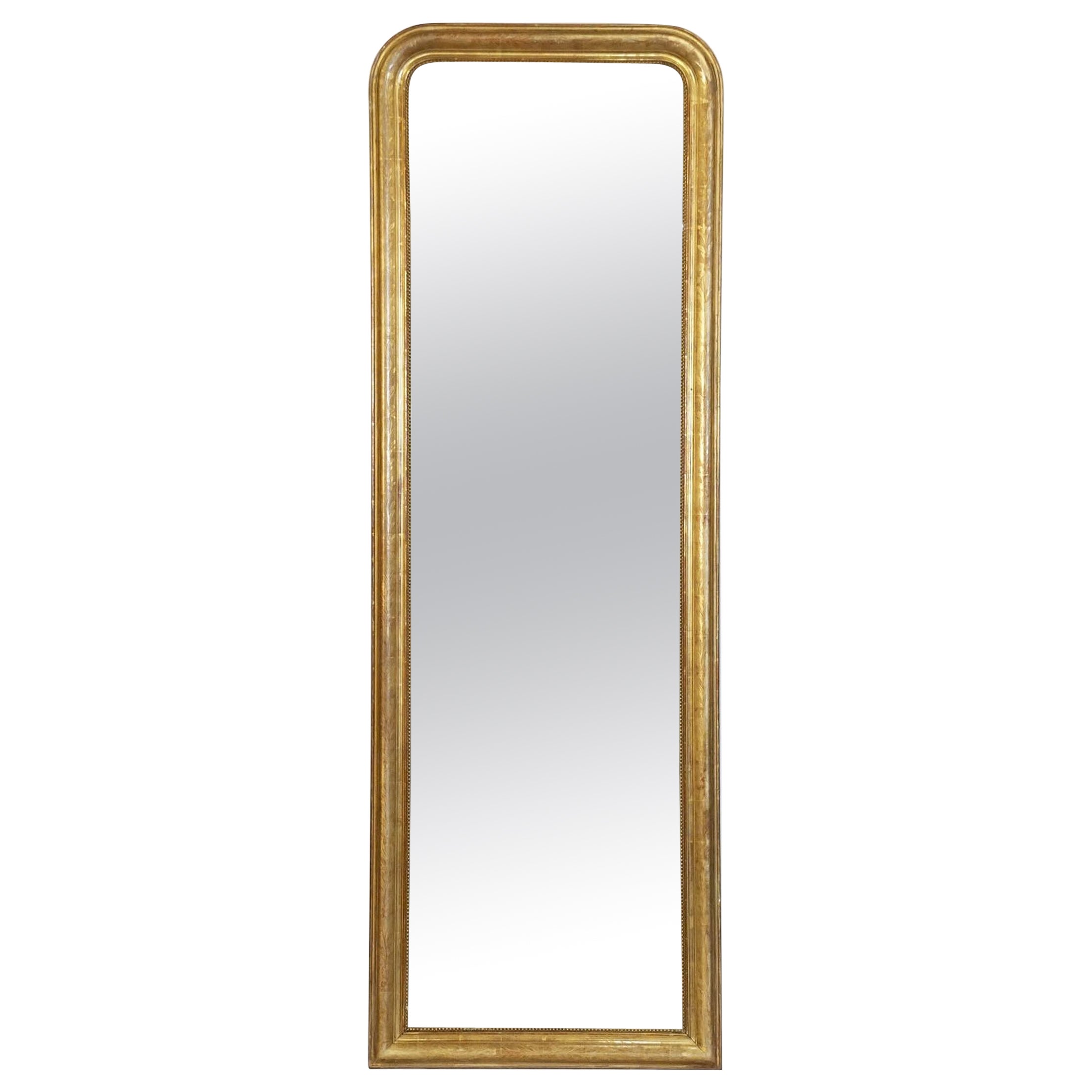 Large Louis Philippe Gilt Dressing or Console Mirror (H 81 x W 27 1/2)