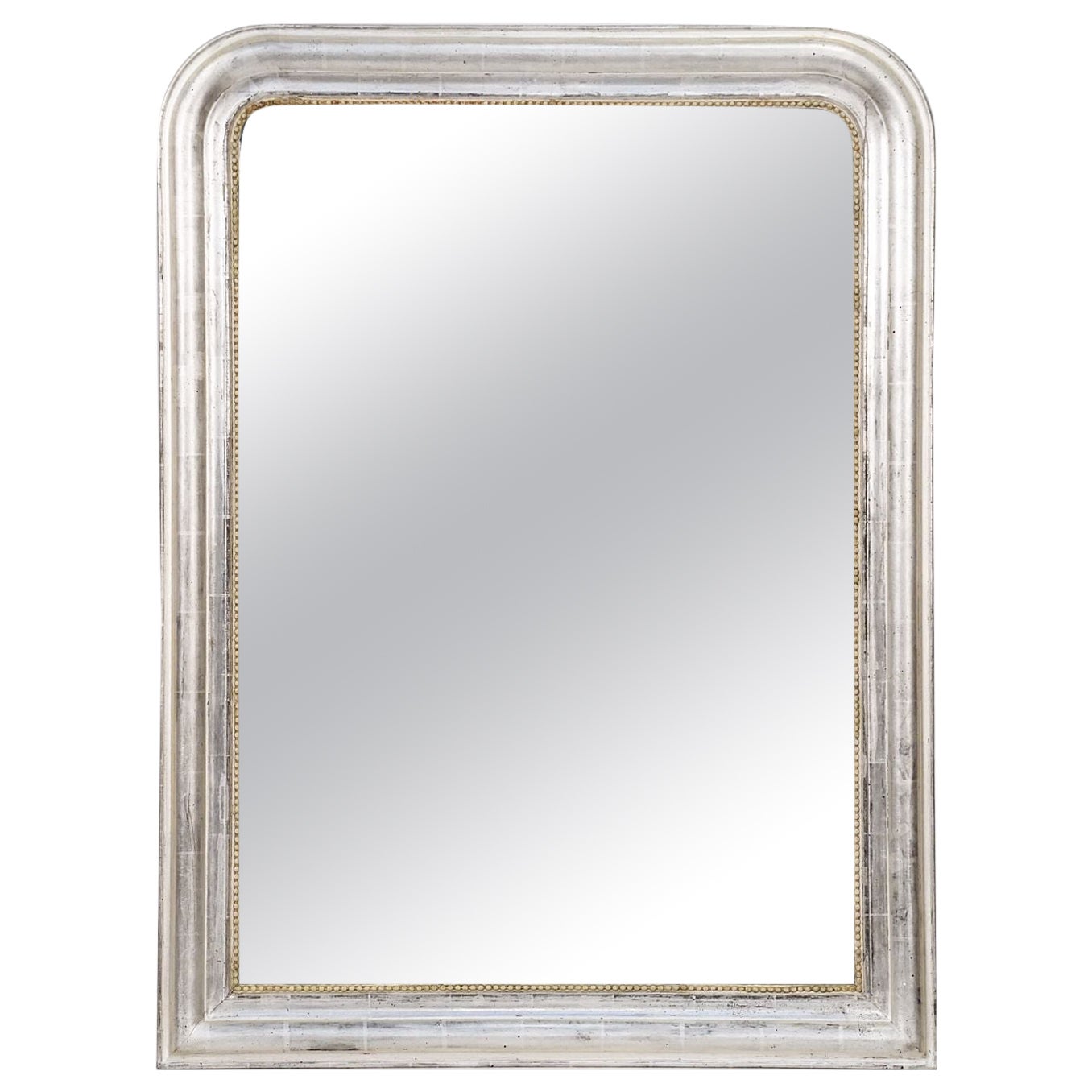 Large Louis Philippe Silver Gilt Mirror (H 47 1/4 x W 35 1/4)