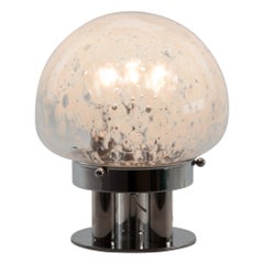 Vintage Italian Table Lamp, Murano Glass and Chrome, 1970s