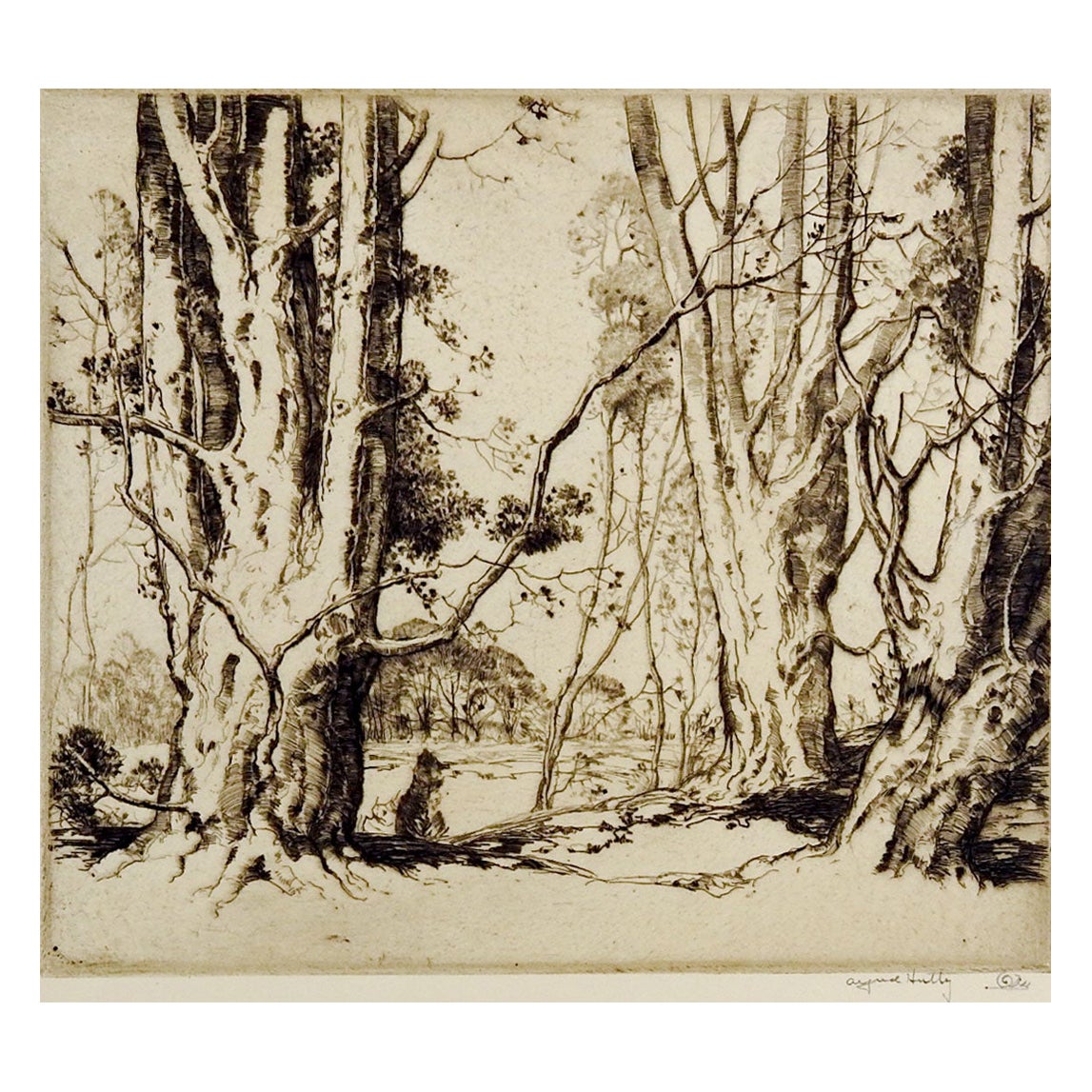 Vintage 1920s Beverly Beeches by Alfred Hutty Etching