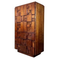 Lane “Staccato” Mid-Century Modern Vintage Brutalist Armoire Chifferobe Dresser