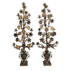 Antique Pair of Victorian French Bronze Candleabra, Marriage Gift