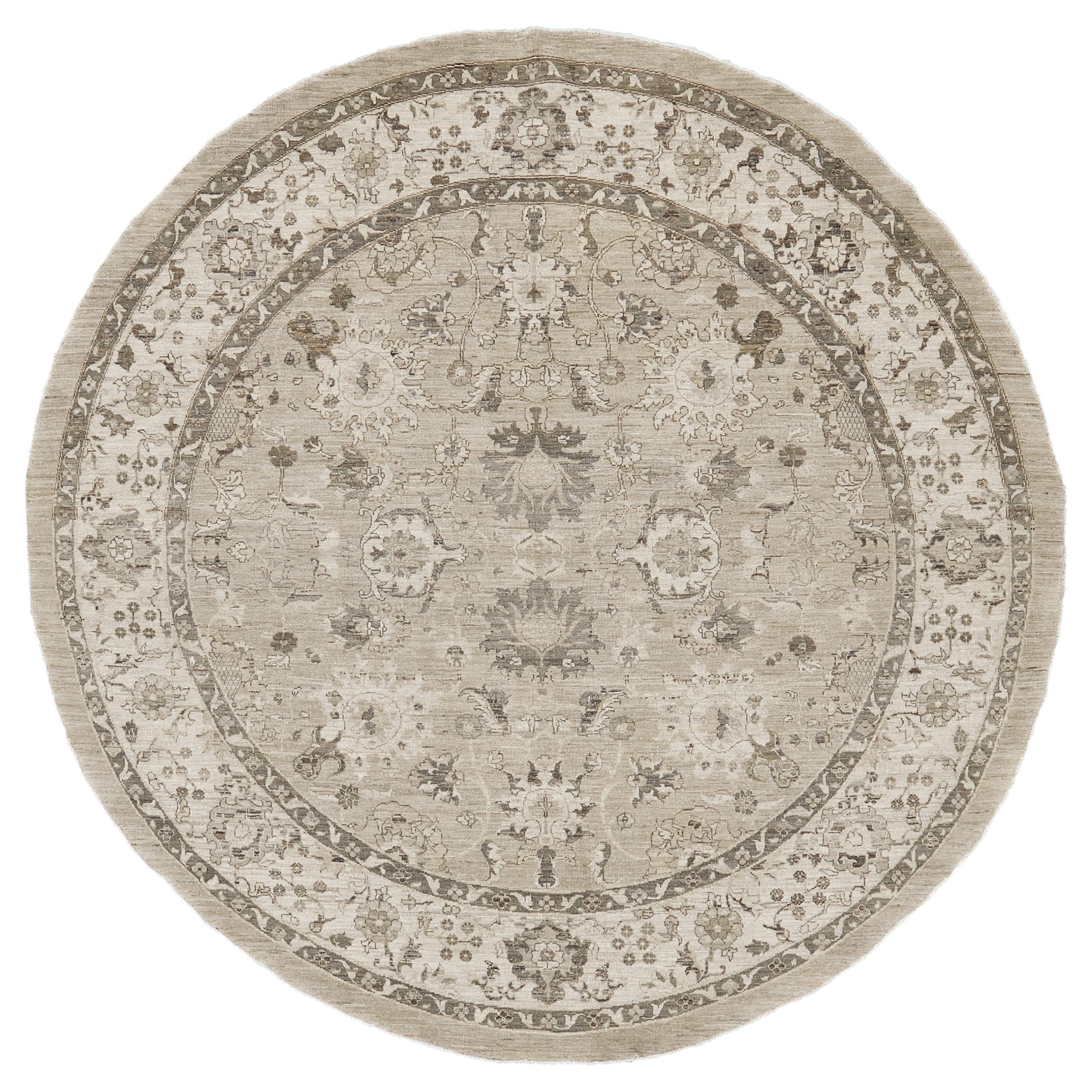 Vintage Style Sultanabad Revival Round Rug For Sale