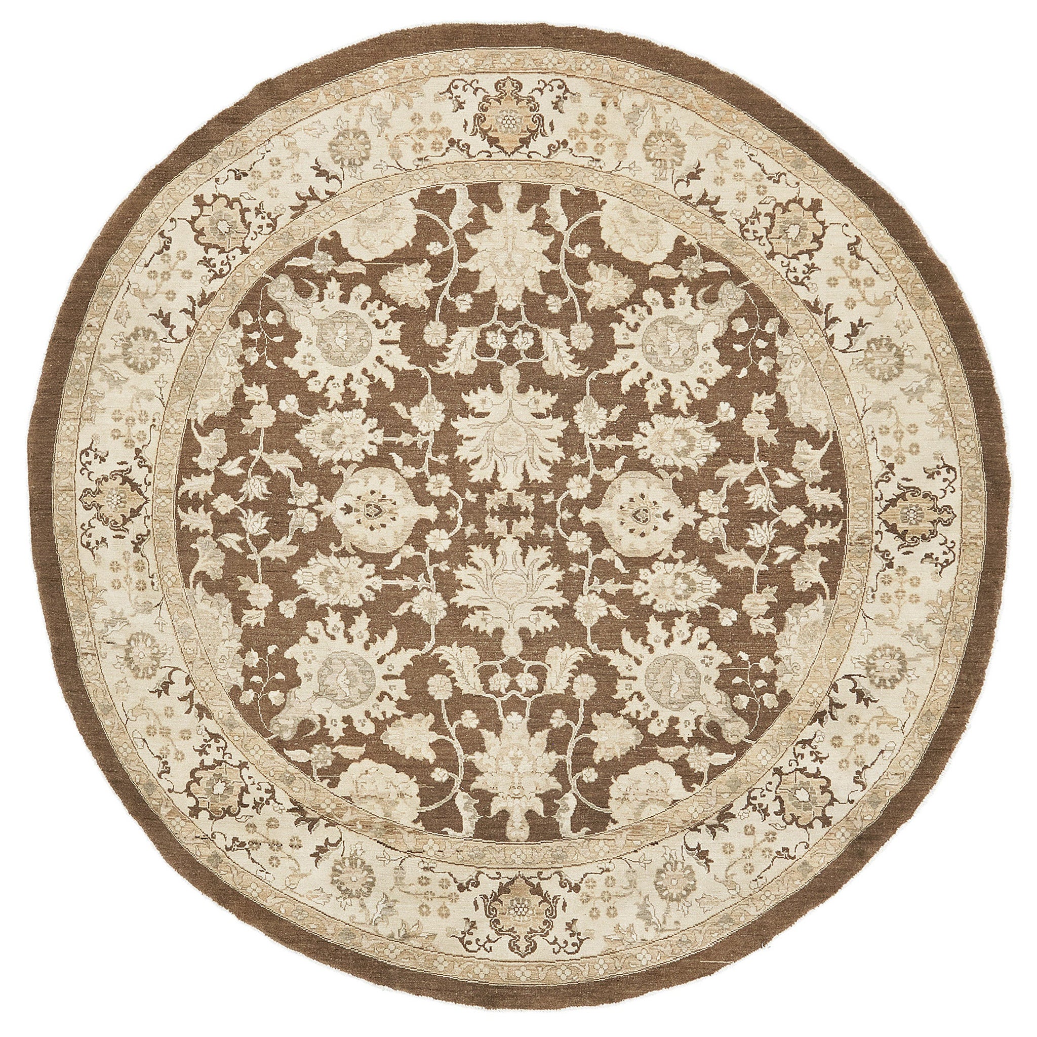 Vintage Style Sultanabad Revival Round Rug