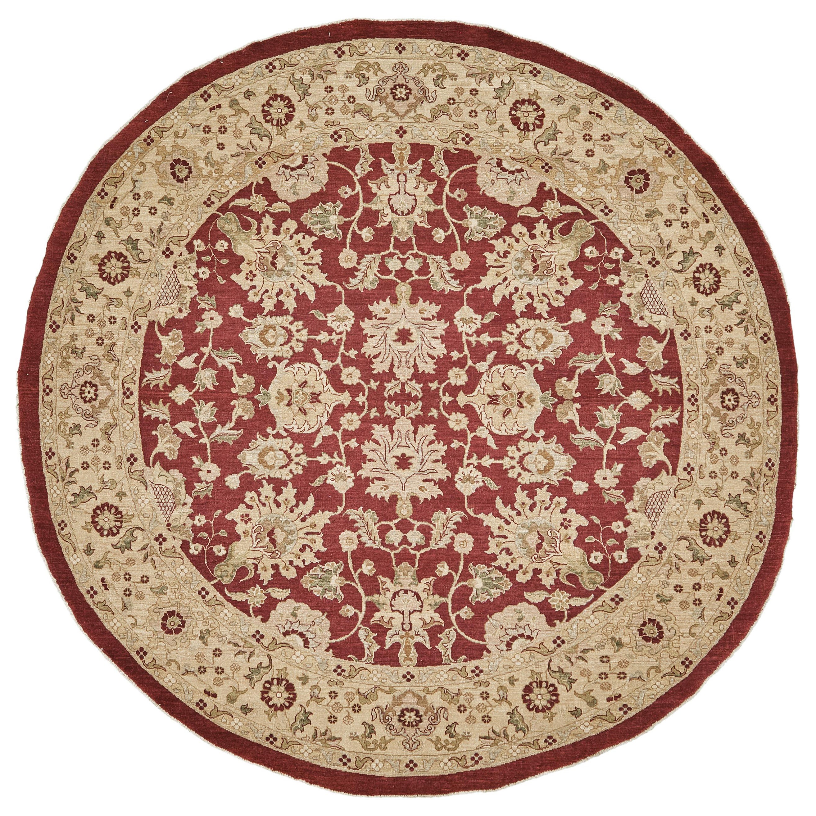 Natural Dye Sultanabad Revival Round Rug For Sale