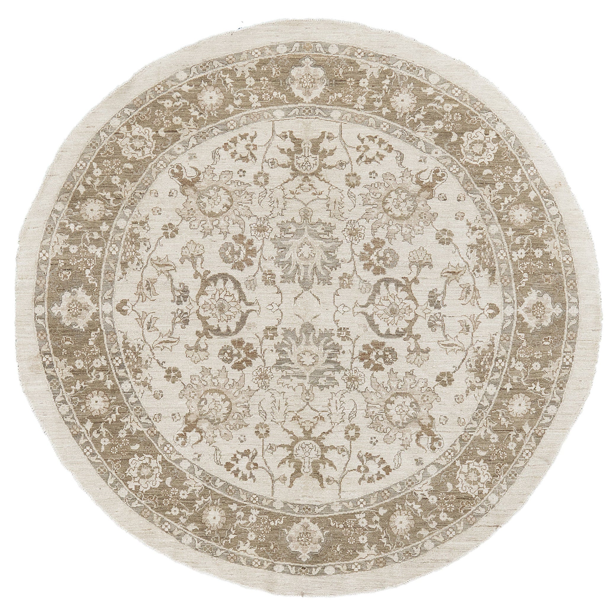 Vintage Style Sultanabad Revival Round Rug For Sale