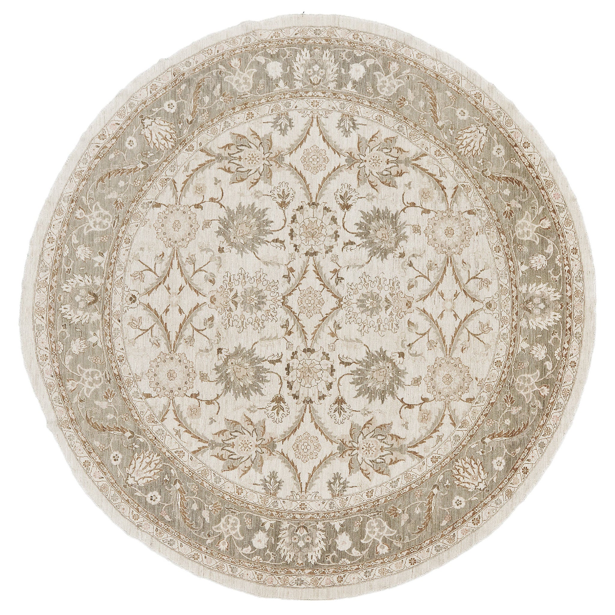 Tapis rond Sultanabad Revive de style vintage