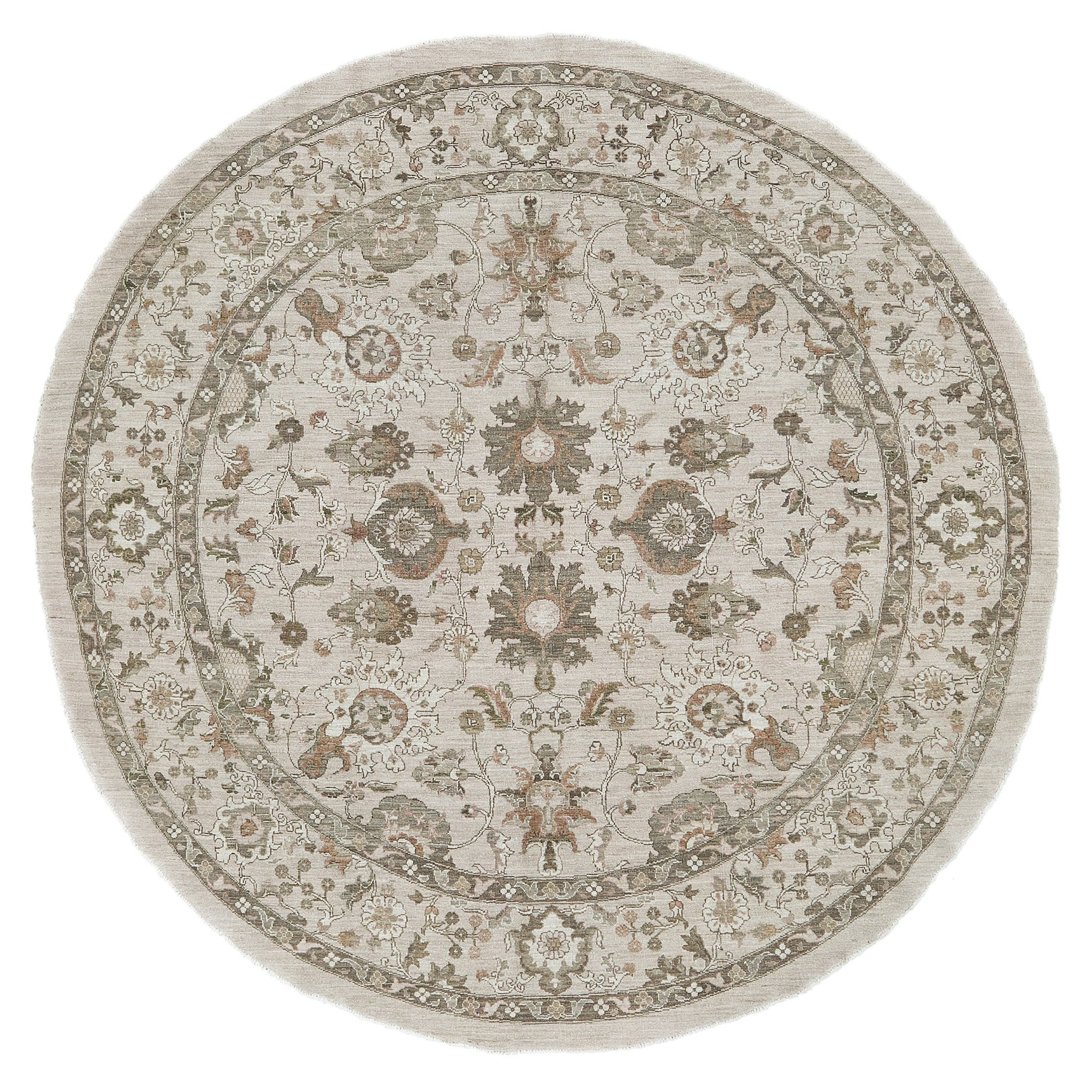 Vintage Style Sultanabad Revival Round Rug For Sale