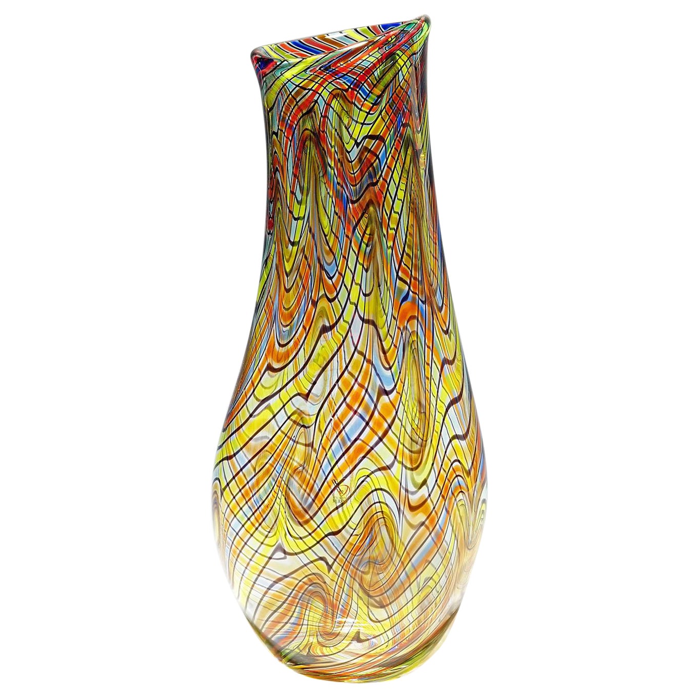 Monumental Art Glass Vase by Luca Vidal, Murano For Sale