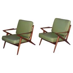 Pair of Danish Modern Z-Lounge Chairs by Poul Jensen with Selig Tag