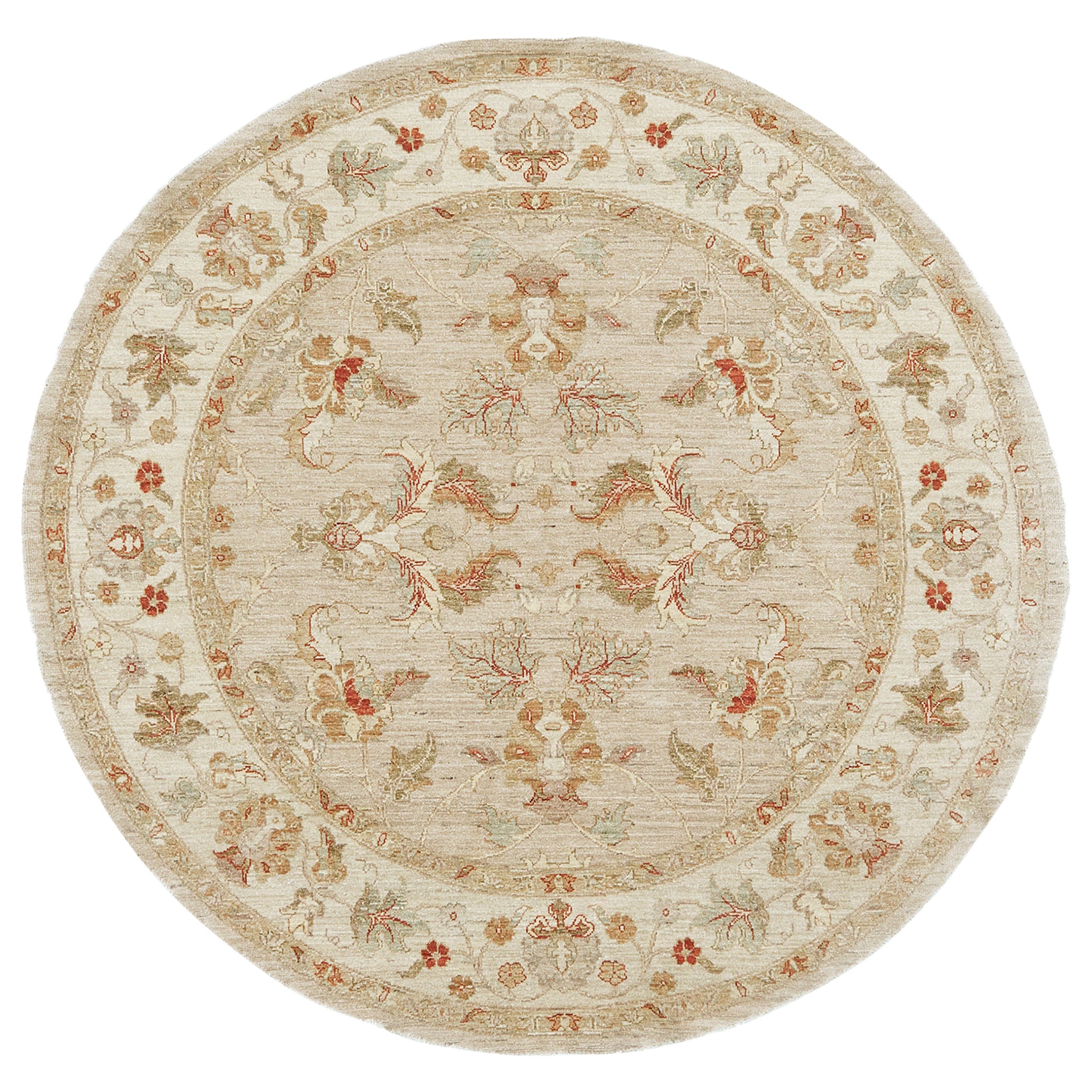 Natural Dye Agra Revival Round Rug  For Sale