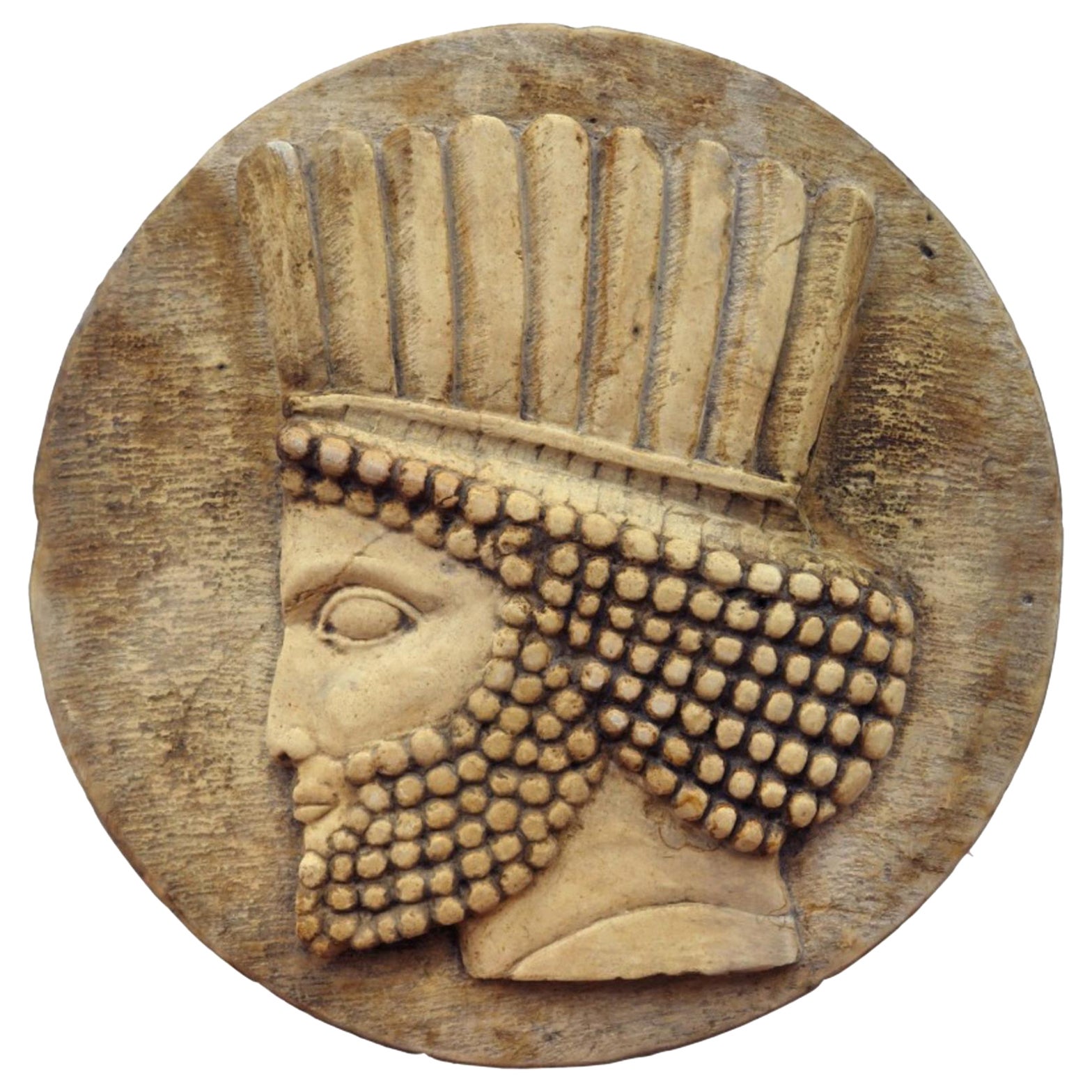 ROUND BAS-RELIEF OF PERSEPOLI PERSIA IN STONE late 19th Century For Sale