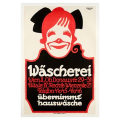 Vintage Franz Griessler, Original Art Deco Poster, Wäscherei, Laundry, Vienna, 1920's