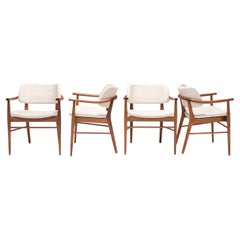 Used Porada Walnut & Fabric Nissa Dining Chairs, Set of 4