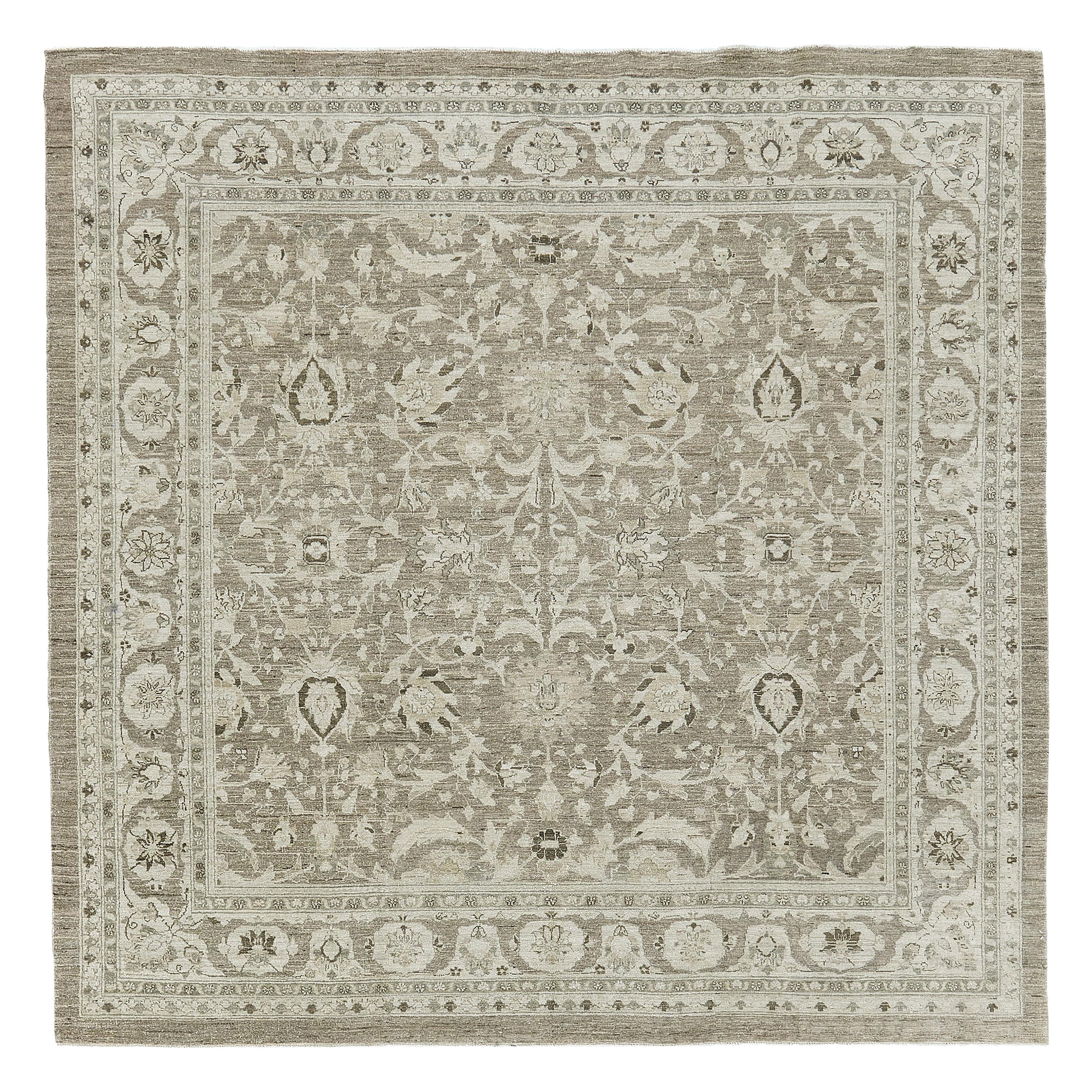 Quadratischer Vintage-Teppich im Sultanabad-Design