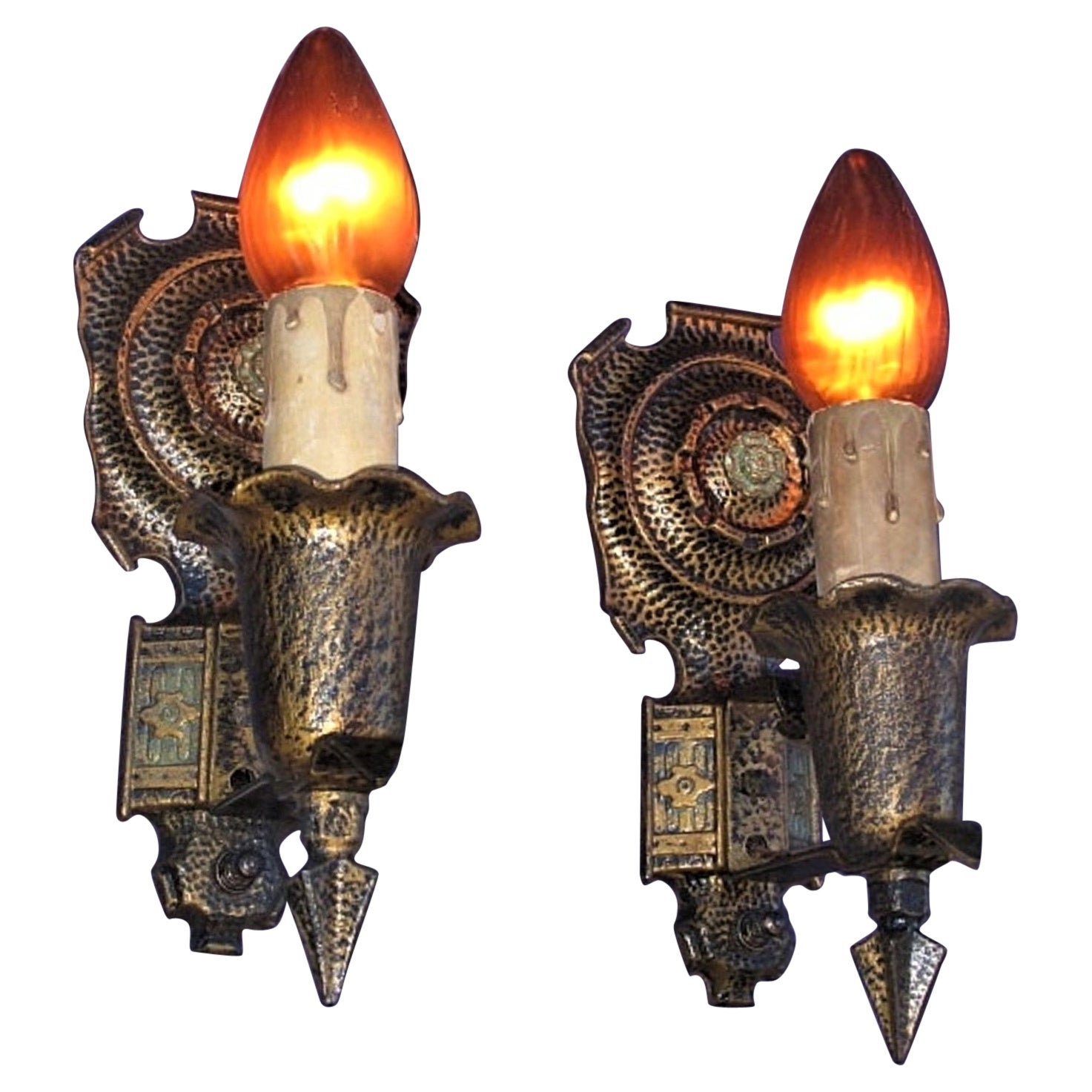 Tudor Style Vintage Wall Sconces Two Available Priced Each For Sale
