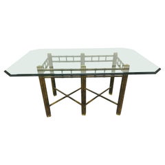Vintage Mastercraft Style Faux Bamboo Glass Top Dining Table