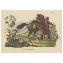 Impression ancienne colorée à la main d'un cheval suisse