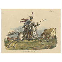 Antique Hand Colored Print of a Tartar Horse