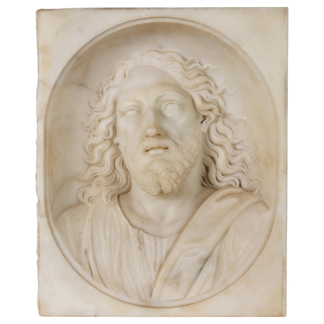 Rare and Important Italian White Marble Bust Sculpture of Jesus Christ, C. 1850 For Sale