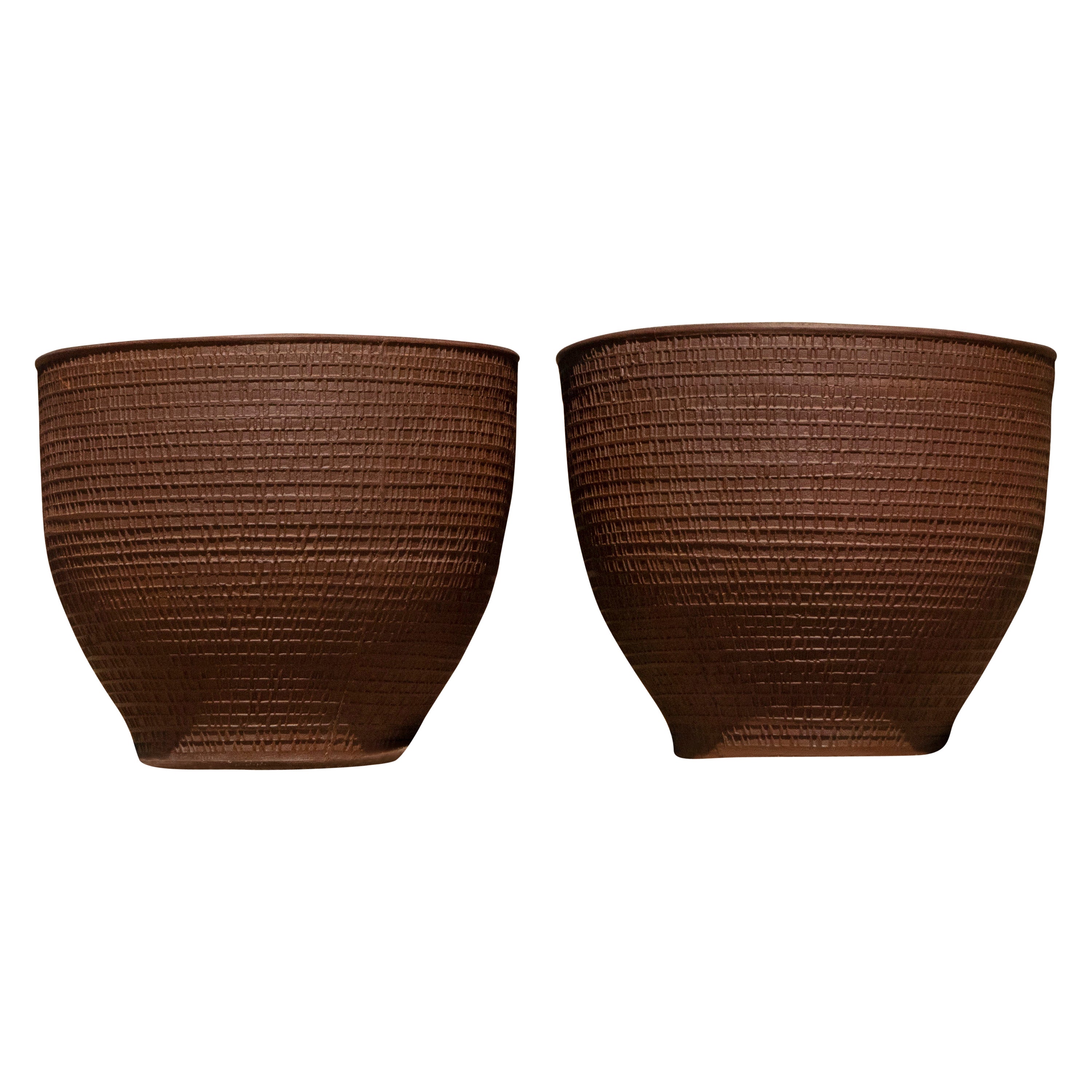 David Cressey Pro Artisan Pair of 'Rectangle' Architectural Pottery Planters For Sale