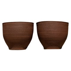David Cressey Pro Artisan Pair of 'Rectangle' Architectural Pottery Planters