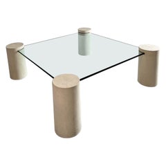 Postmodern Plaster Columns Coffee Table in the Style of Massimo Vignelli