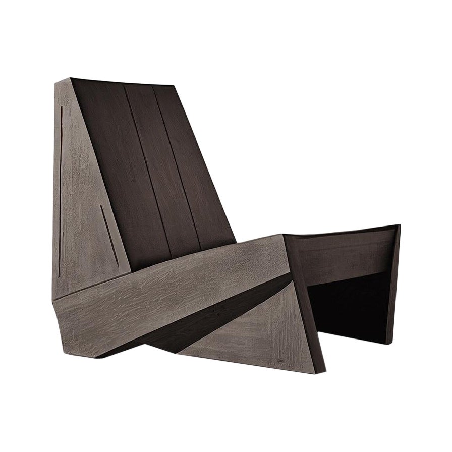 Sedia da salotto minimalista brutalista, Wood Oak bruciato E Easy Chair di NONO