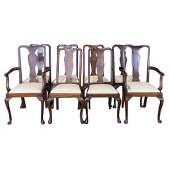 Handsome Set of 8 British Queen Anne Mahogany Dining Chairs