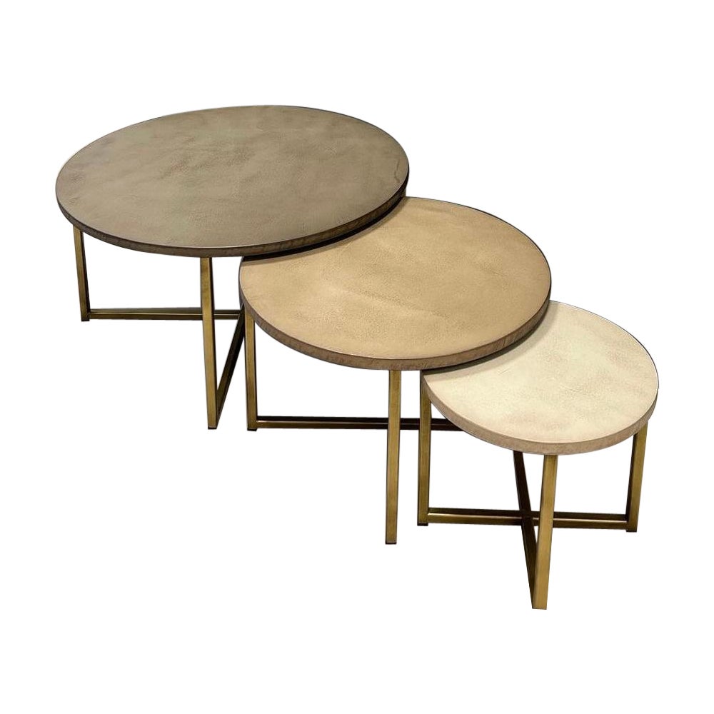 Handmade Nesting Tables, Set Side Coffee Tables Handcrafted by French Designer For Sale