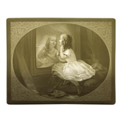 Antique KPM Lithophane of Young Girl with Mirror