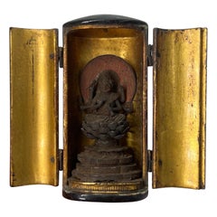 Antique Japanese Meiji Period Lacquer & Giltwood Zushi Shrine, Traveling Alter