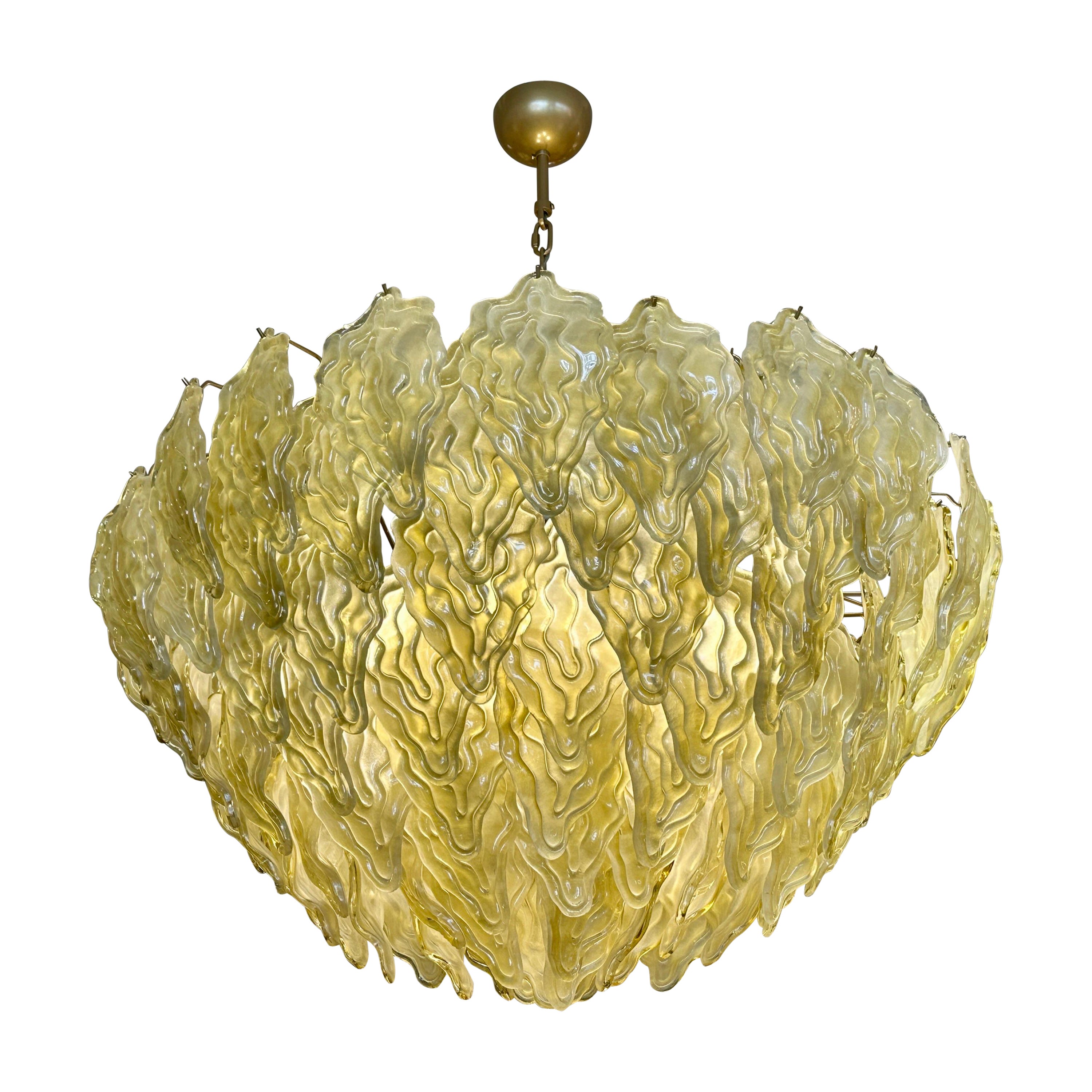 Chartreuse Murano Glass Leaf Tapering Chandelier