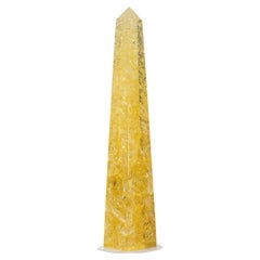 Oversized Yellow Fractal Resin Obelisk attributed to Pierre Giraudon, 1970s