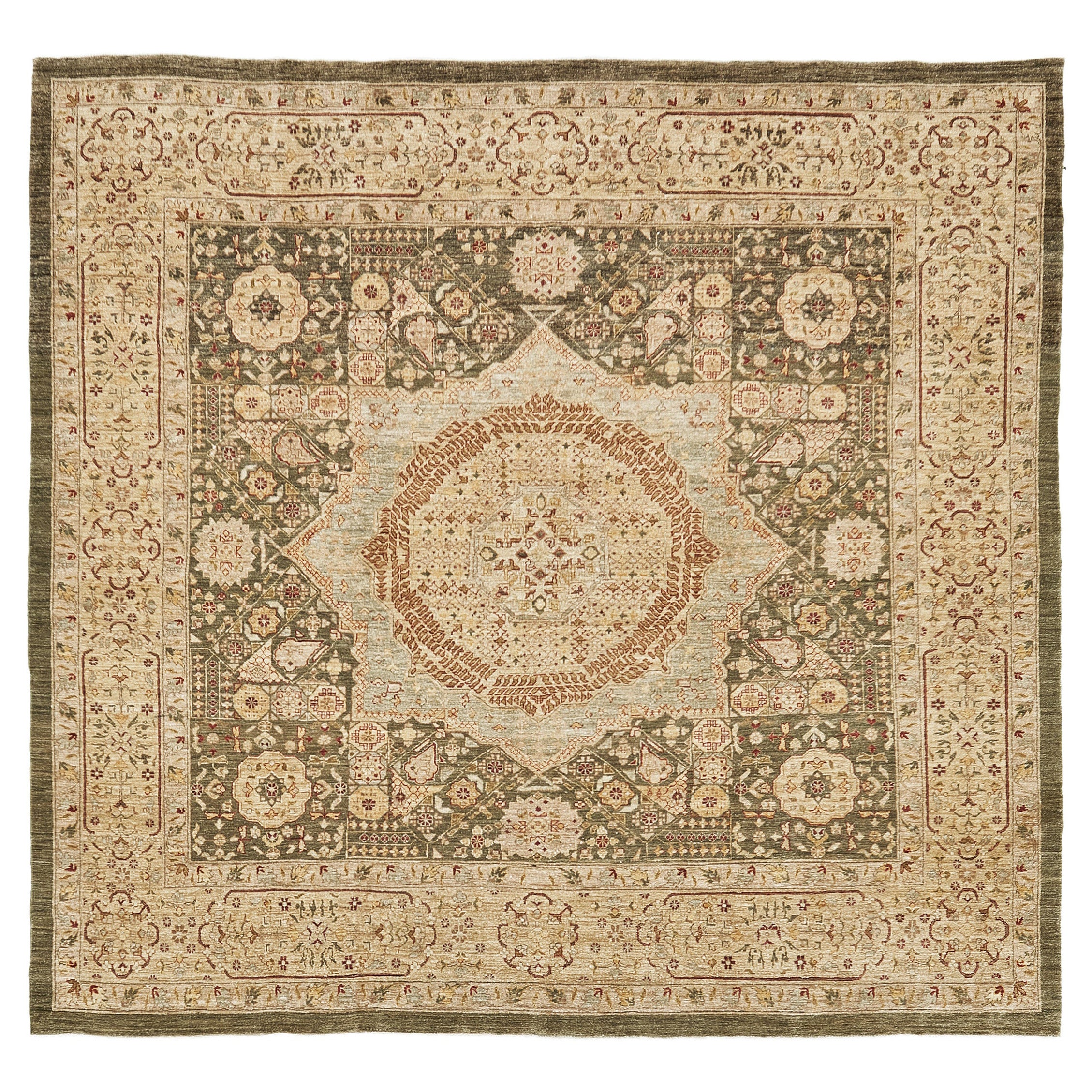 Mehraban Natural Dye Mamluk Revival Bliss Collection Square Rug For Sale