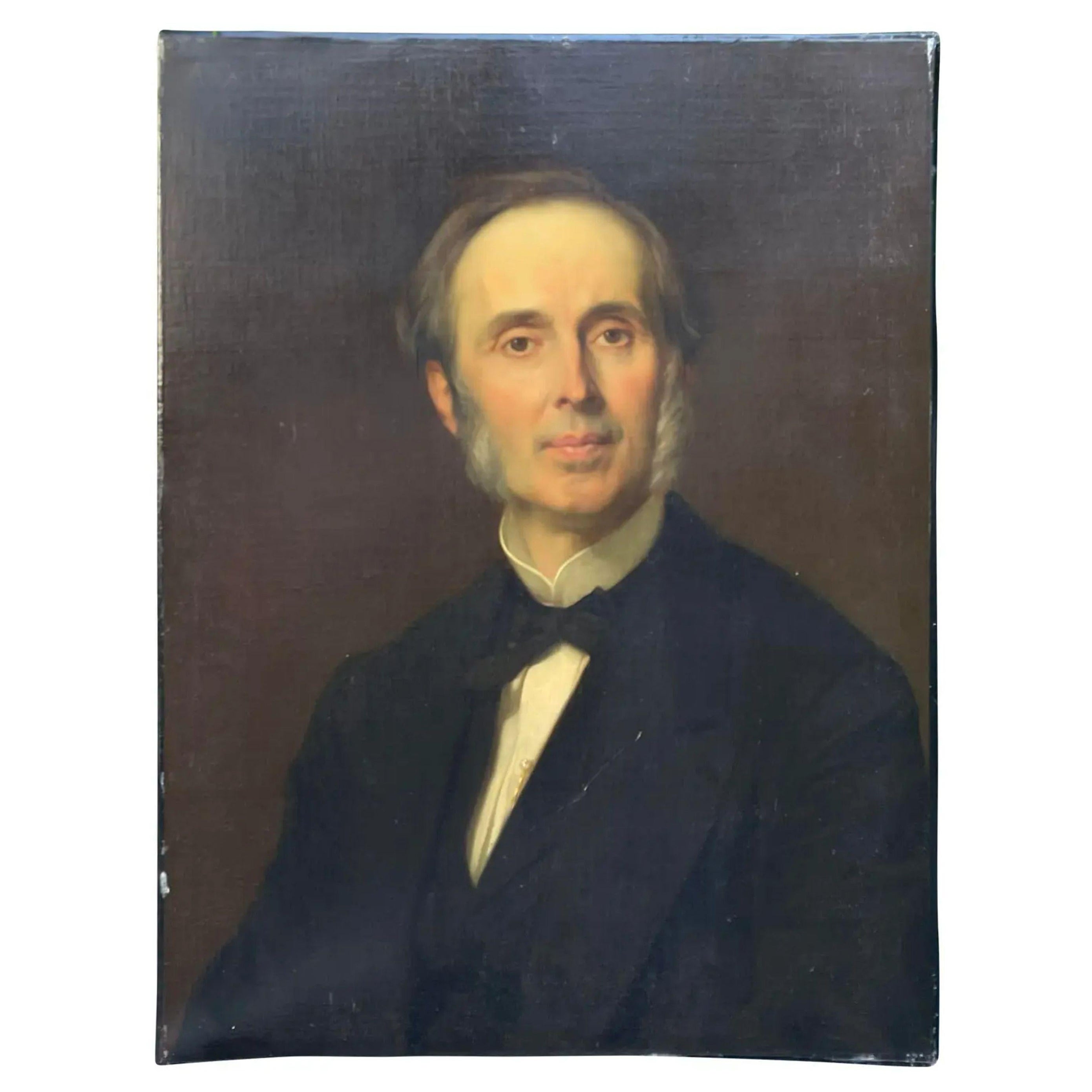 Peinture à l'huile originale et ancienne du musée Alexandre Cabanel représentant un portrait