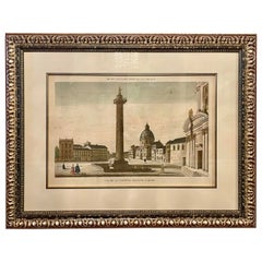Chez Hocquart Antique Hand Colored Print, Vue De La Collone Trajane a Roma