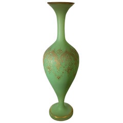 Large Antique Baccarat French Opaline Glass Vase, 19th Century