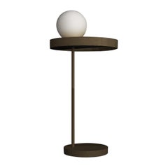 Lampe de bureau minimaliste Imagin en bronze et verre opale