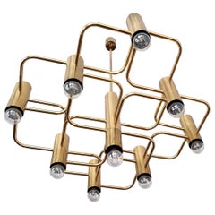 Brass Chandelier by Sciolari for Boulanger, Belgium 1970's