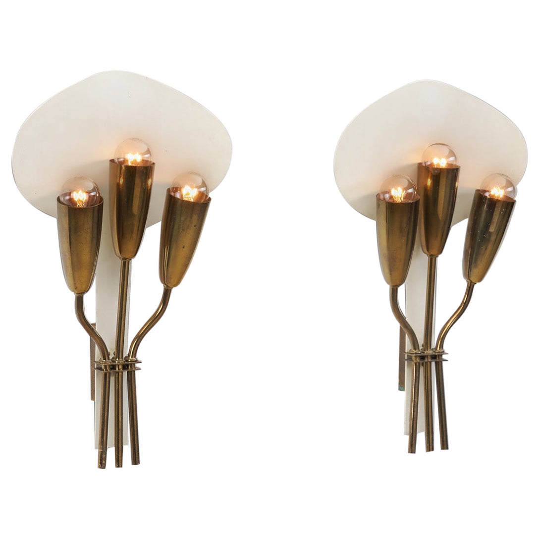 Harald Notini Model "8772/3" Wall Sconces, Sweden, 1950s