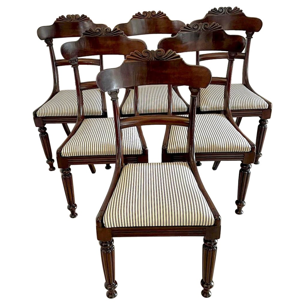 Superb Quality Set of 6 Antique Regency Mahogany Dining Chairs 