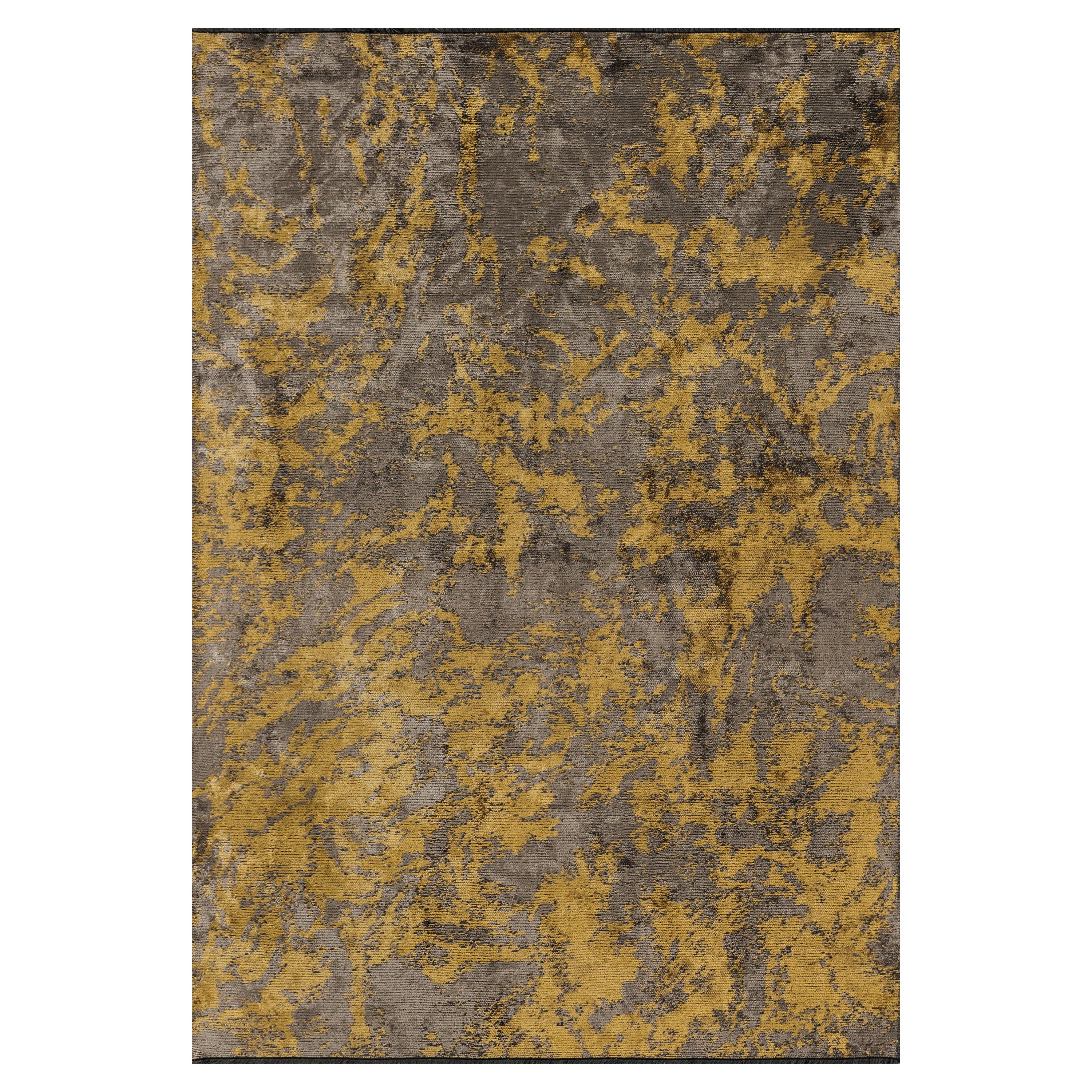 For Sale:  (Gold) Modern Abstract Luxury Hand-Finished Area Rug