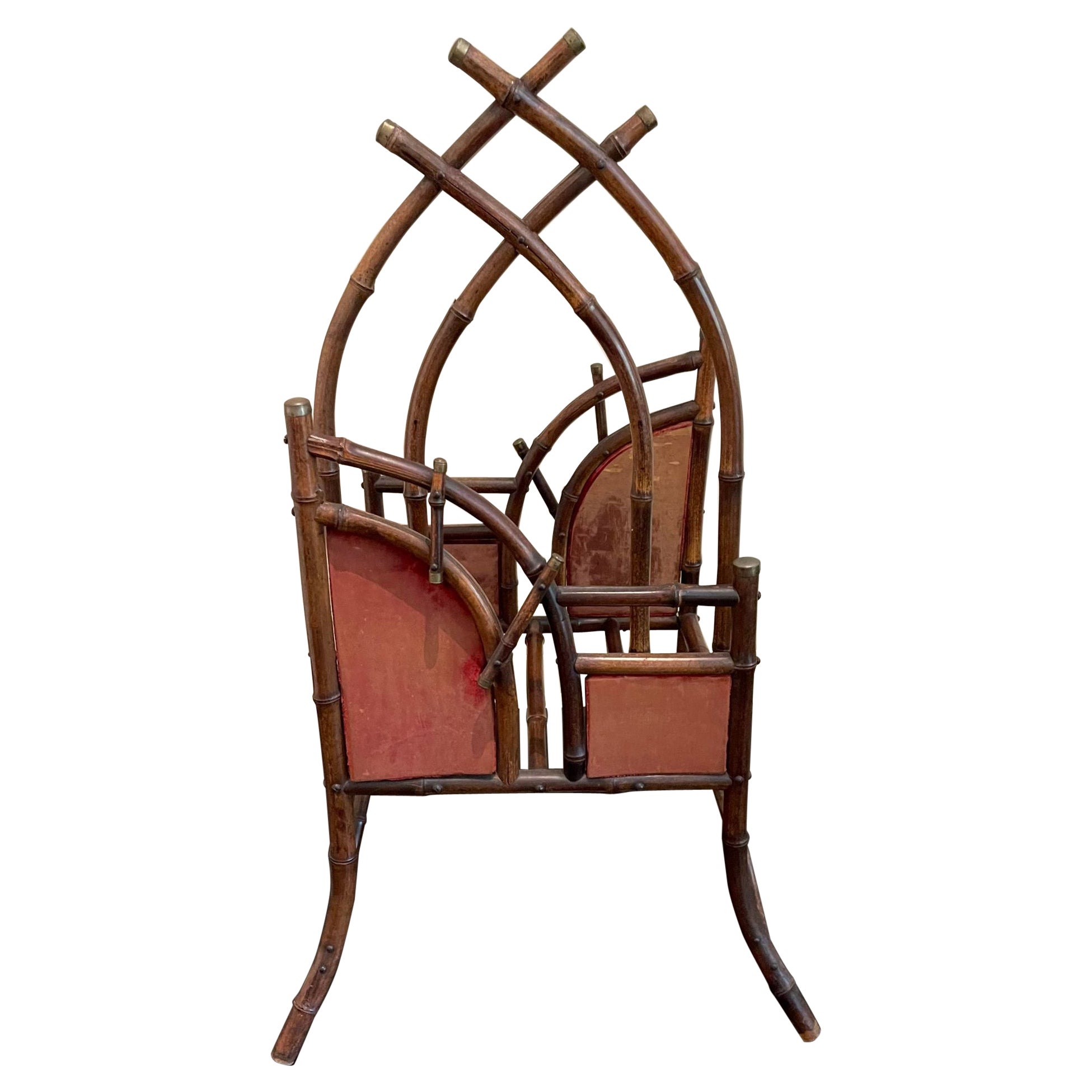 Antique Regency Bamboo Magazine Rack For Sale