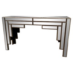 Vintage Art Deco Mirrored Theater Console Table