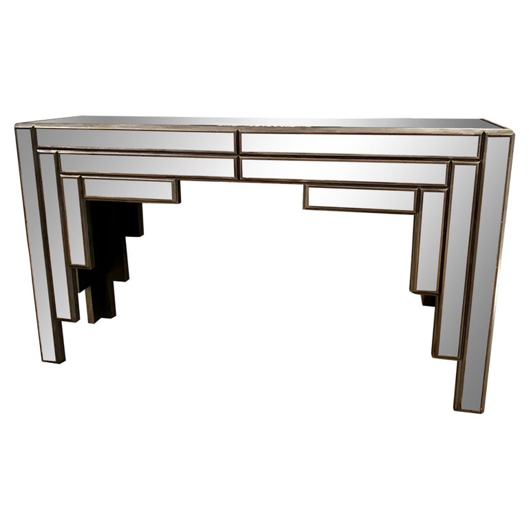 Vintage Art Deco Mirrored Theater Console Table For Sale at 1stDibs